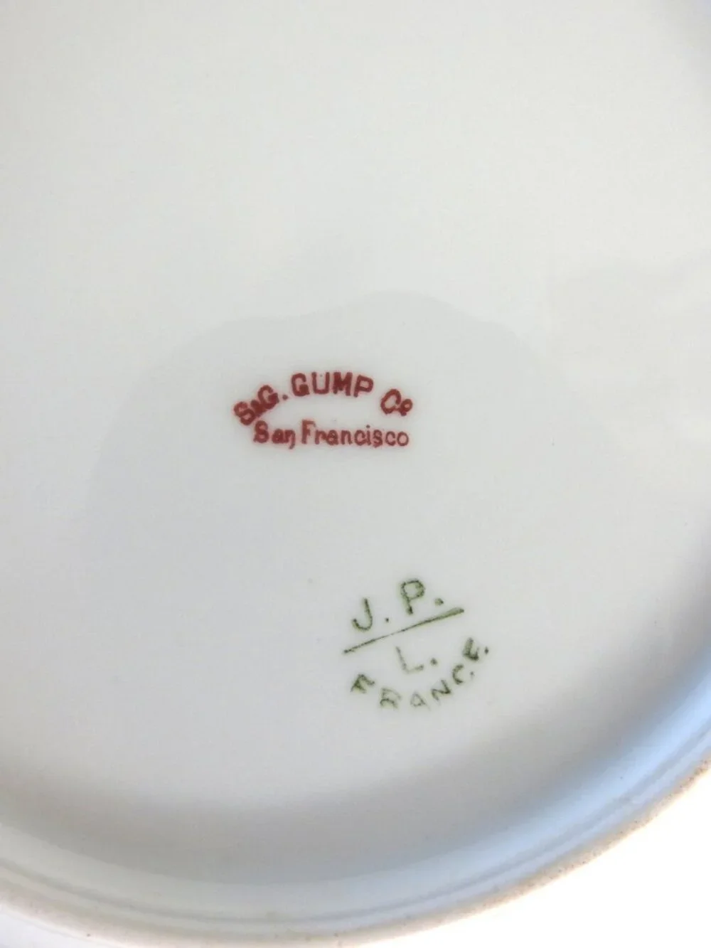 Antique Limoges Jean Pouyat Gump’s Gold Snowflake Plates Set of 2 Christmas